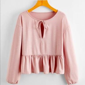 Dusty Pink Tie Front Smock Top NWT
